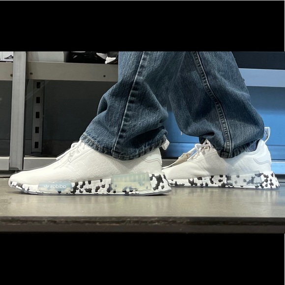 Adidas NMD R1 brand new with tags white W black and white cow pattern souls 10.5 - Picture 3 of 12